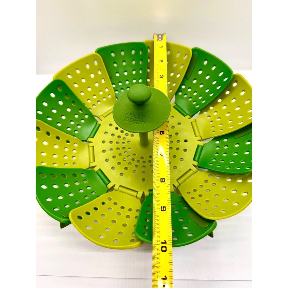 Joseph Joseph Lotus Steamer Basket Green Yellow Silicone Folding Expandable 10.5